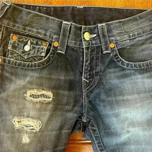 True Religion “Skinny” With Flap Jeans With Distressing And Patches Size 28 EUC! - Picture 8 of 12